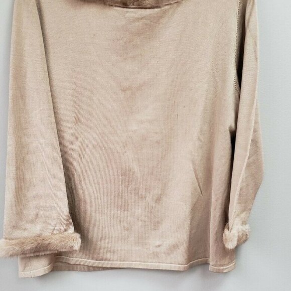 Silk Sweater with fur trim Beige Size XL - Picture 5 of 5